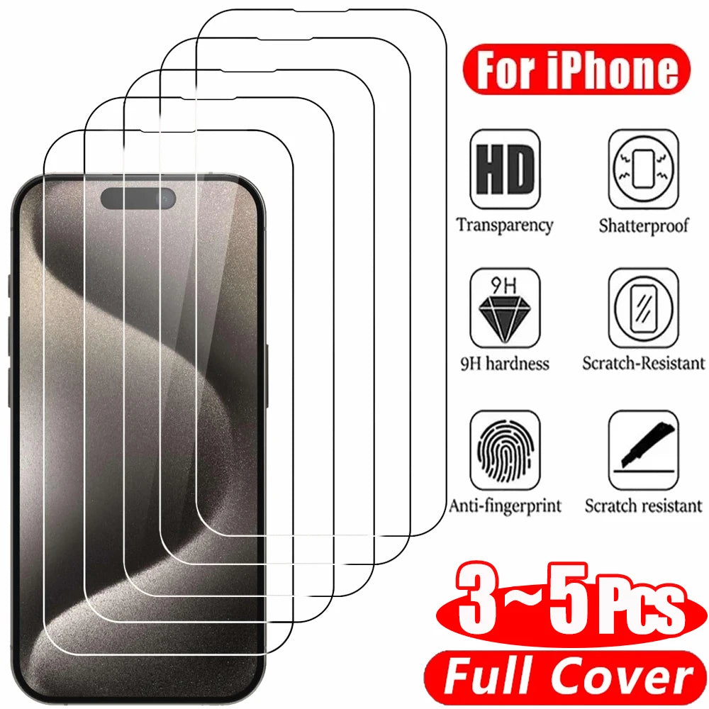 Película de vidrio transparente para iPhone 17 16 15 Pro Max Protector de pantalla para iPhone 11 12 13 14 15 Pro crist…