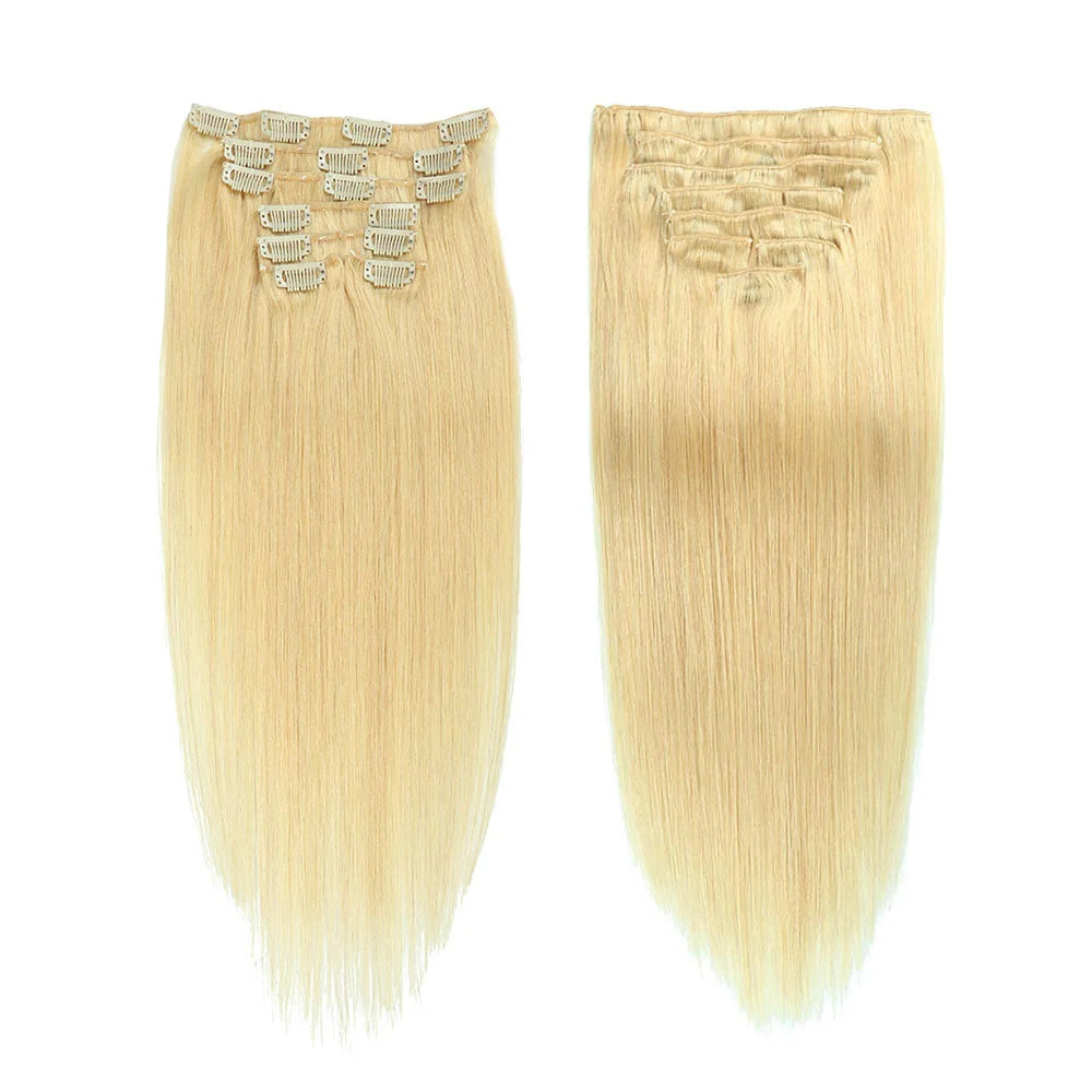 200% Silky Straight Wave 16 Clips Long Wavy High Temperature Fiber Synthetic Hair Extension 4PCS Thick Double Weft Hair Pieces