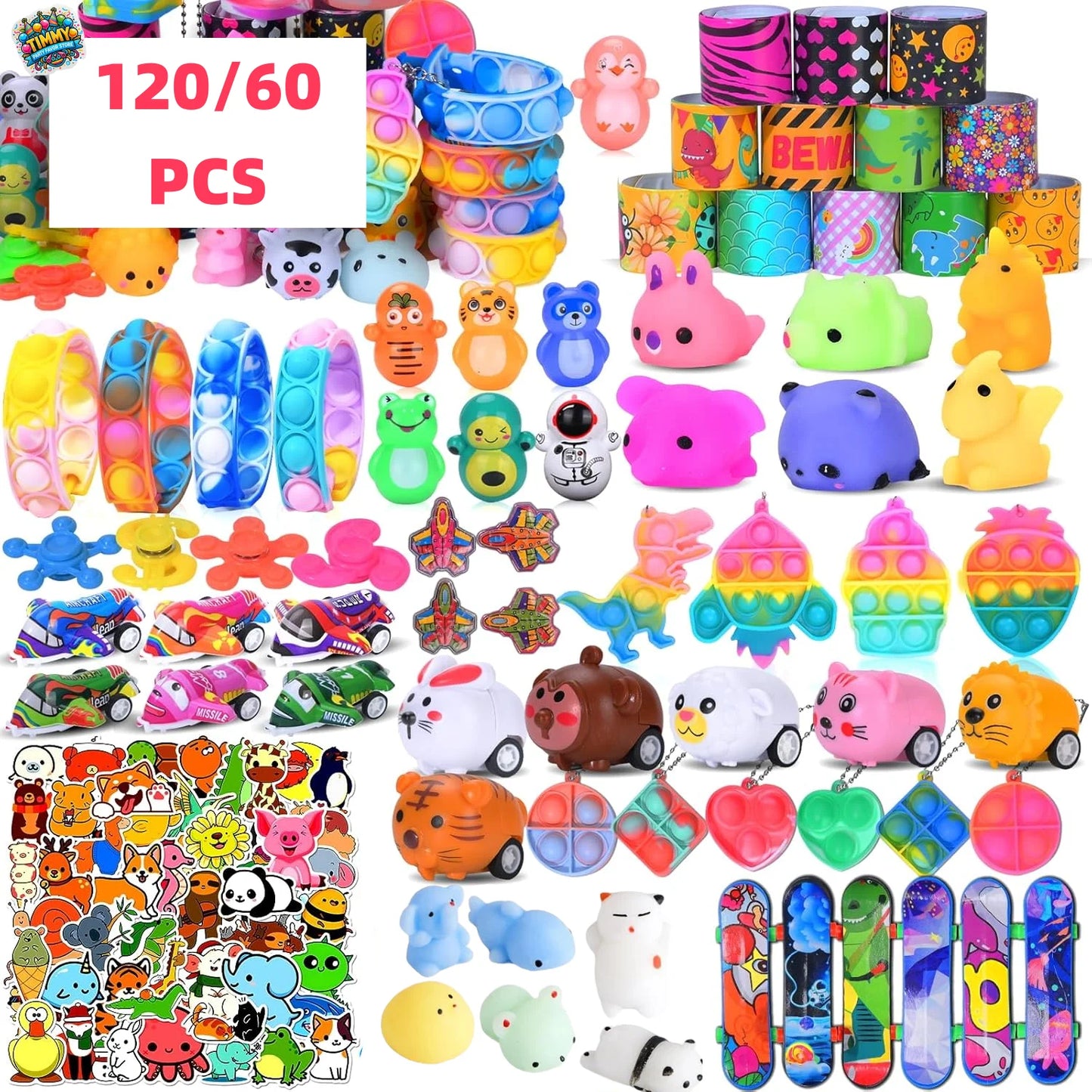 60/120 piezas de juguetes de recuerdo de fiesta Pop para niños, rellenos de bolsas de regalos Fidgot, juguetes de caja…