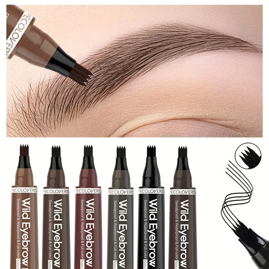 6 colores 1pc lápiz de cejas impermeable 4 punta dividida lápiz de cejas lápiz de tatuaje de cejas impermeable líquido…