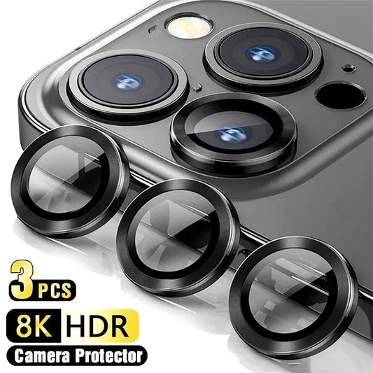 3 uds Protector de cristal de lente de cámara para iPhone 11 12 13 14 15 16 Pro Max 12 13 Mini vidrio Protector para iP…