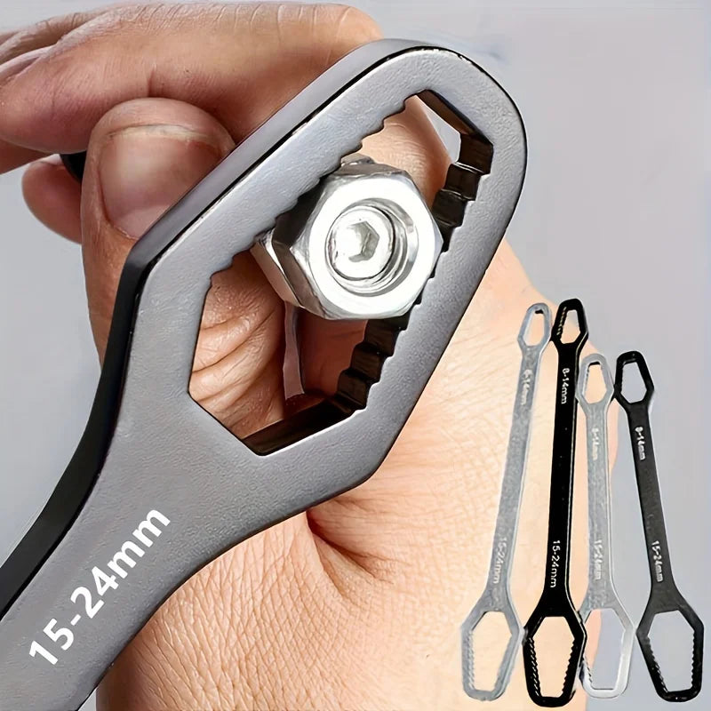 Llave Universal de doble punta, llave de reparación de tuercas de tornillo autoajustable de 3-17mm, llave de trinquete…