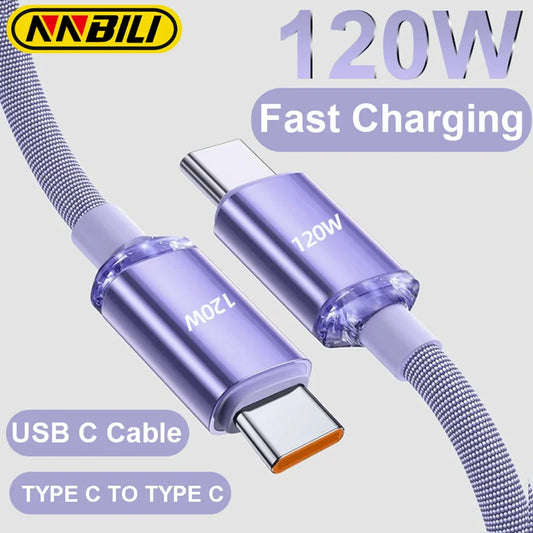 NNBILI, nuevo Cable de 120W tipo C a tipo C para teléfono PD, Cable de datos USB A a USB C de carga rápida para Huawei…