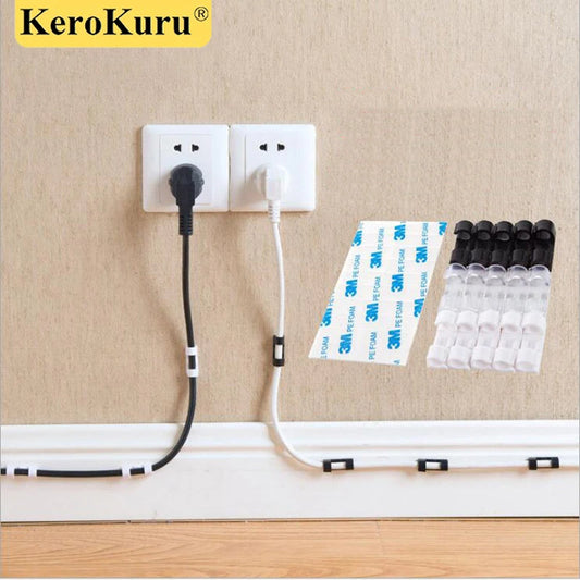 Clips organizadores de cables, gestión de cables, escritorio y estación de trabajo, administrador de cables ABS, soport…