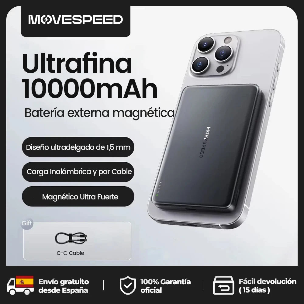 MOVESPEED S10 10000mAh Power Bank Carga Rapida 20W PD USB-C Bateria Externa Movil Portatil Mini Cargador Portátil para…