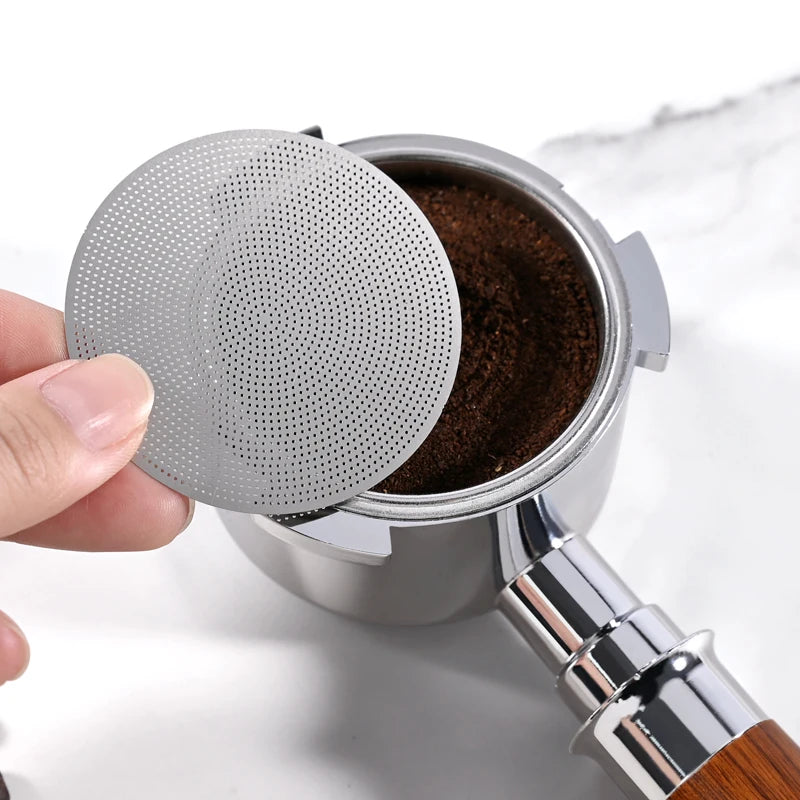 Filtro de café con pantalla de Puck para Espresso, soporte reutilizable de acero inoxidable de 0,2mm para Portafiltro d…