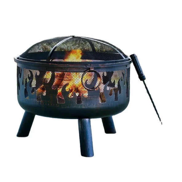Outdoor Metal Bonfire Firepit Charcoal Barbecue Wood Burning Fire Pit