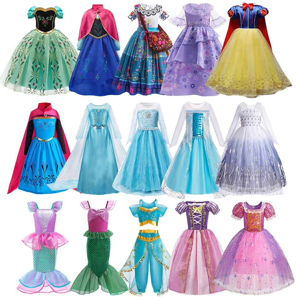 Vestido de Elsa y Anna para Niñas, Disfraz de Princesa para Carnaval, Disfraz de Jazmín y Rapunzel para Niños, Disfraz…