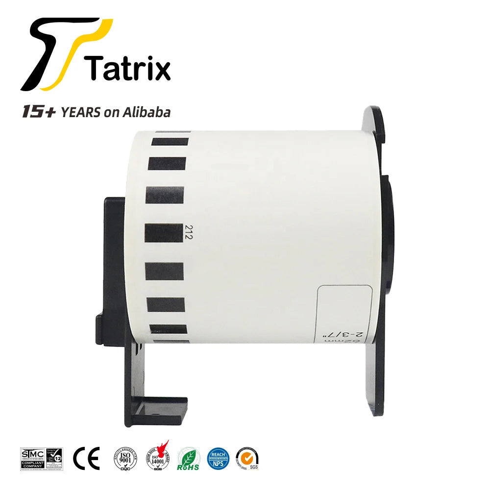 Tatrix DK22212 DK DK-22212 Black on White Shipping Label Thermal Paper Shipping Label Roll for Brother QL-1060N Series Printer