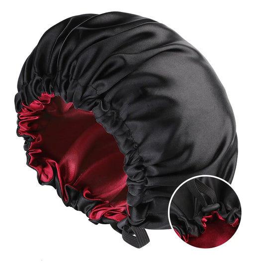 Gorro de satén para dormir, gorro sedoso, gorro grande de doble capa, Reversible, ajustable, utilizado para el cuidado…