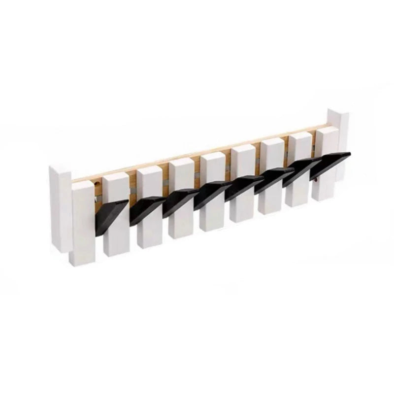 Decorative Folding Creative Piano Keys Style Wall Mounted Handbag Hat Towel Coat Clothes Rack Wood Wall Hook