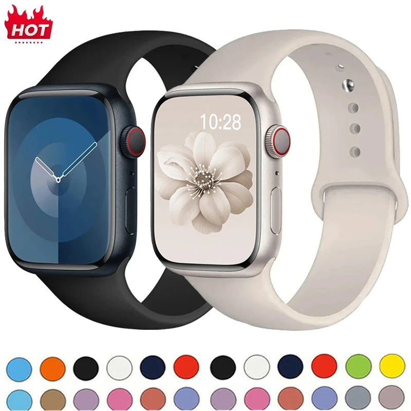 Correa de silicona para Apple Watch, 46mm, 44mm, 45mm, 40mm, 41mm, 42-38mm, 49mm, pulsera deportiva iwatch series 11 10…