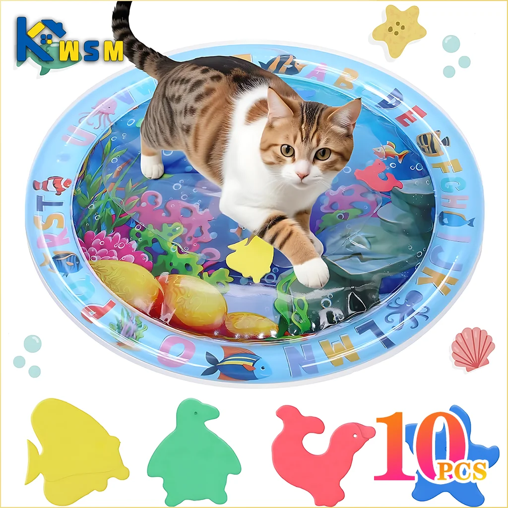 Estera de juego sensorial de agua, estera de agua inflable gruesa para gato y perro, estera de juego para mascotas con…