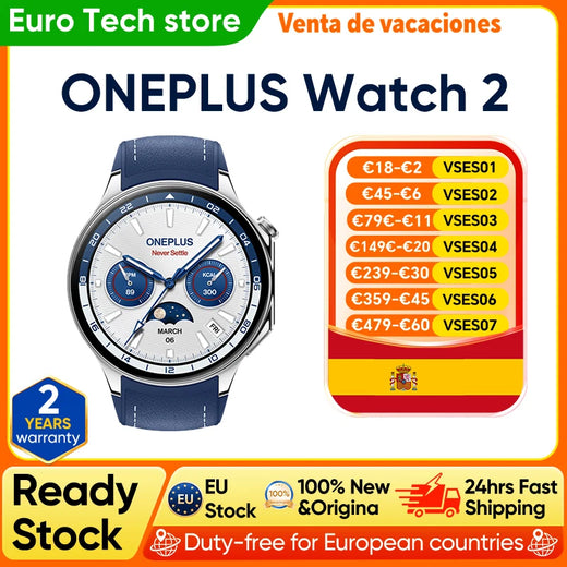 Reloj OnePlus 2 Negro Acero, 32 GB, Batería de 100 Horas, Seguimiento de Salud y Bienestar, Diseño de Cristal de Zafiro…