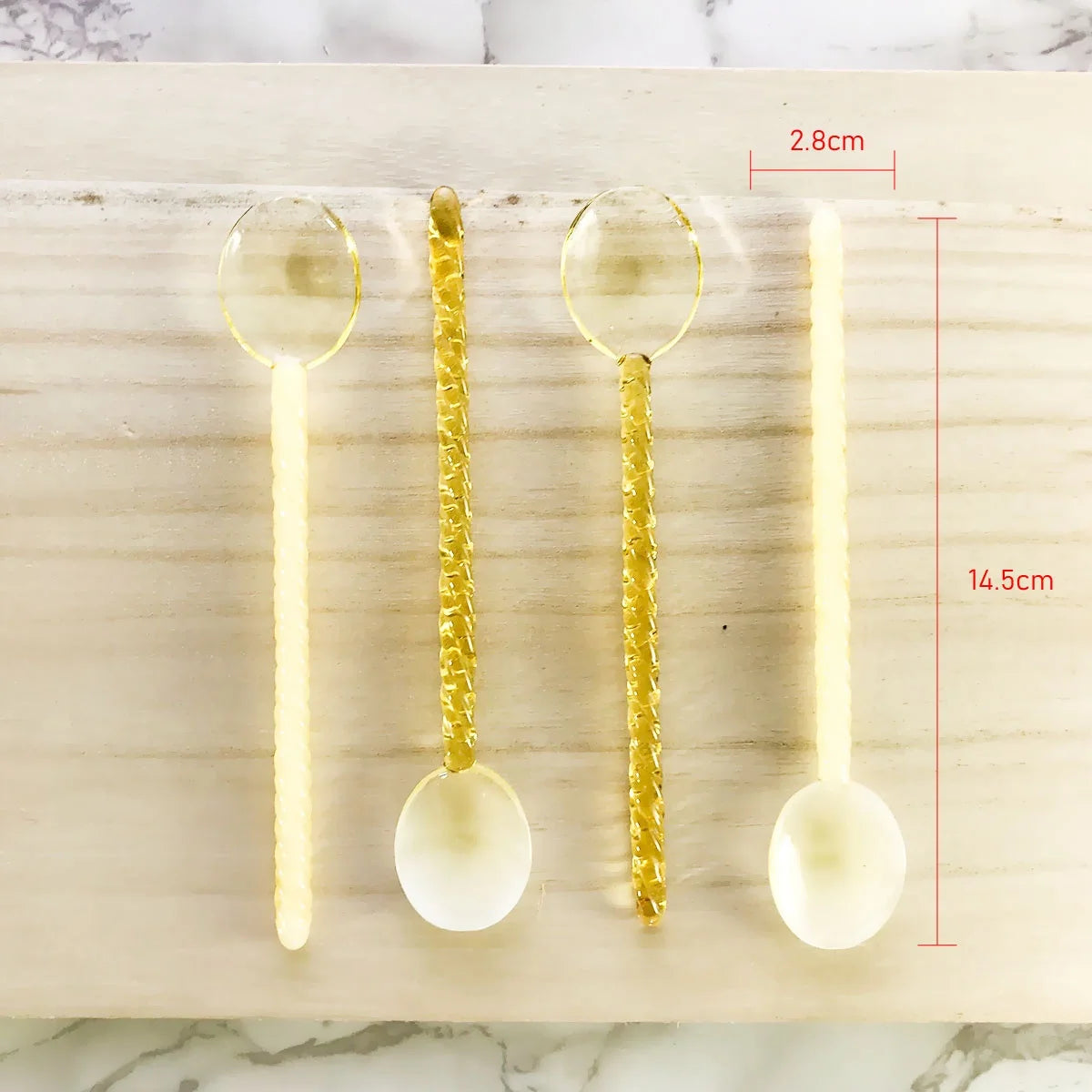 Handmade Reusable Twist Borosilicate Glass Spoons-Eco-Friendly European Style Durable 15cm Length Customized Color Logo Party