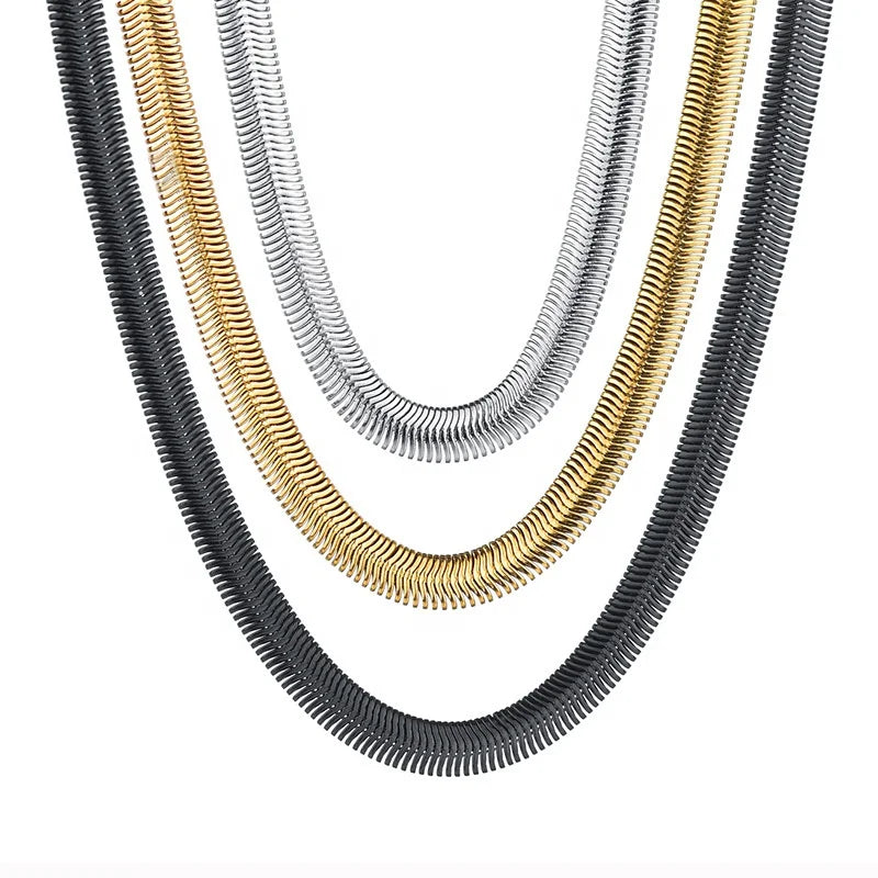 1.5mm-2.2mm Flat Snake Bone Chain Stainless Steel Herringbone Choker Necklace for Women Statement Jewelry