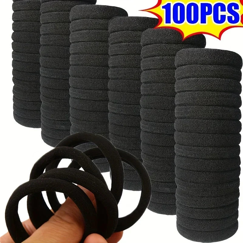 Bandas para el cabello de alta elasticidad para niñas, diadema negra, lazos de goma, coleteros, accesorios para el cabe…