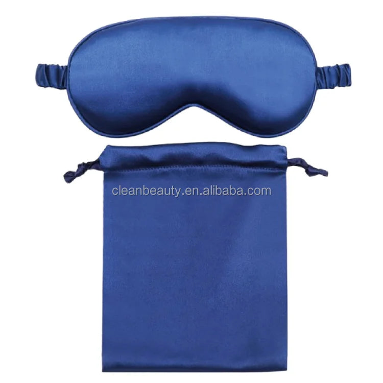 Hot Selling 2-in-1 Satin Silk Light-Blocking Eye Mask Set Drawstring Pouch European-American Style All-Season Custom Logo Travel