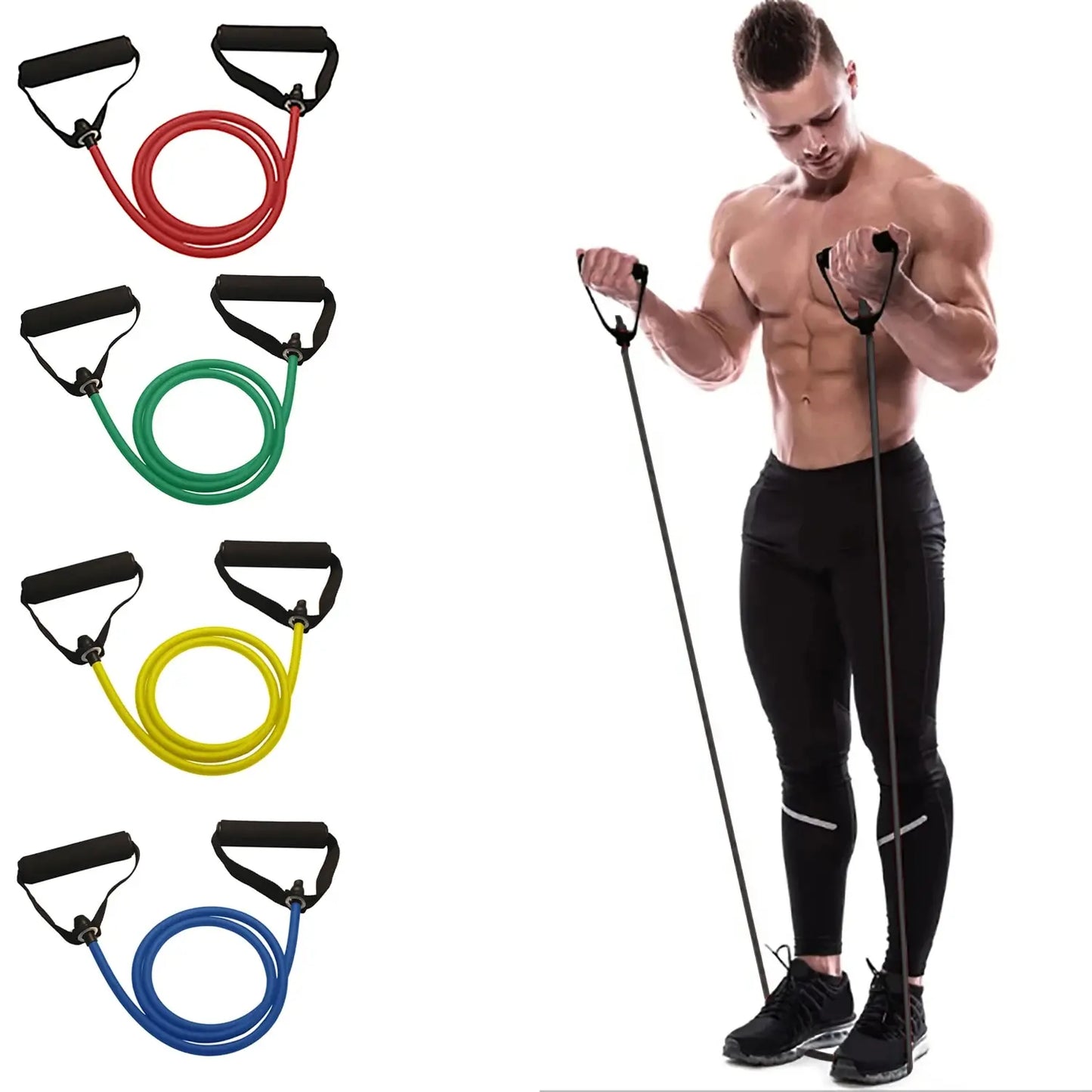 Bandas de resistencia con asas, bandas de ejercicio, bandas de entrenamiento con asas para hombres y mujeres, equipo de…
