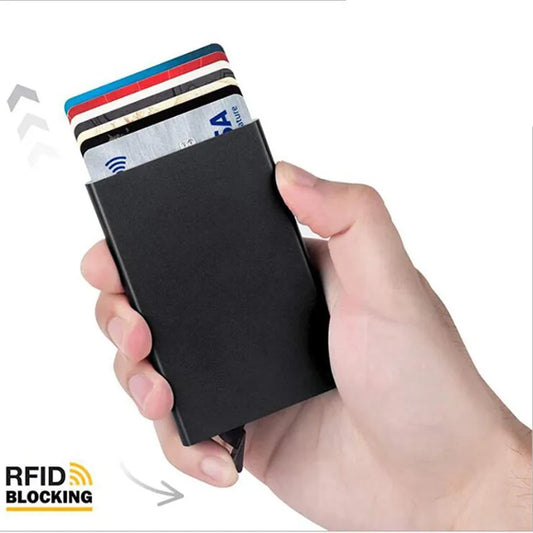 Billetera inteligente Rfid para hombre y mujer, tarjetero de Metal delgado, billetera minimalista emergente, monedero p…
