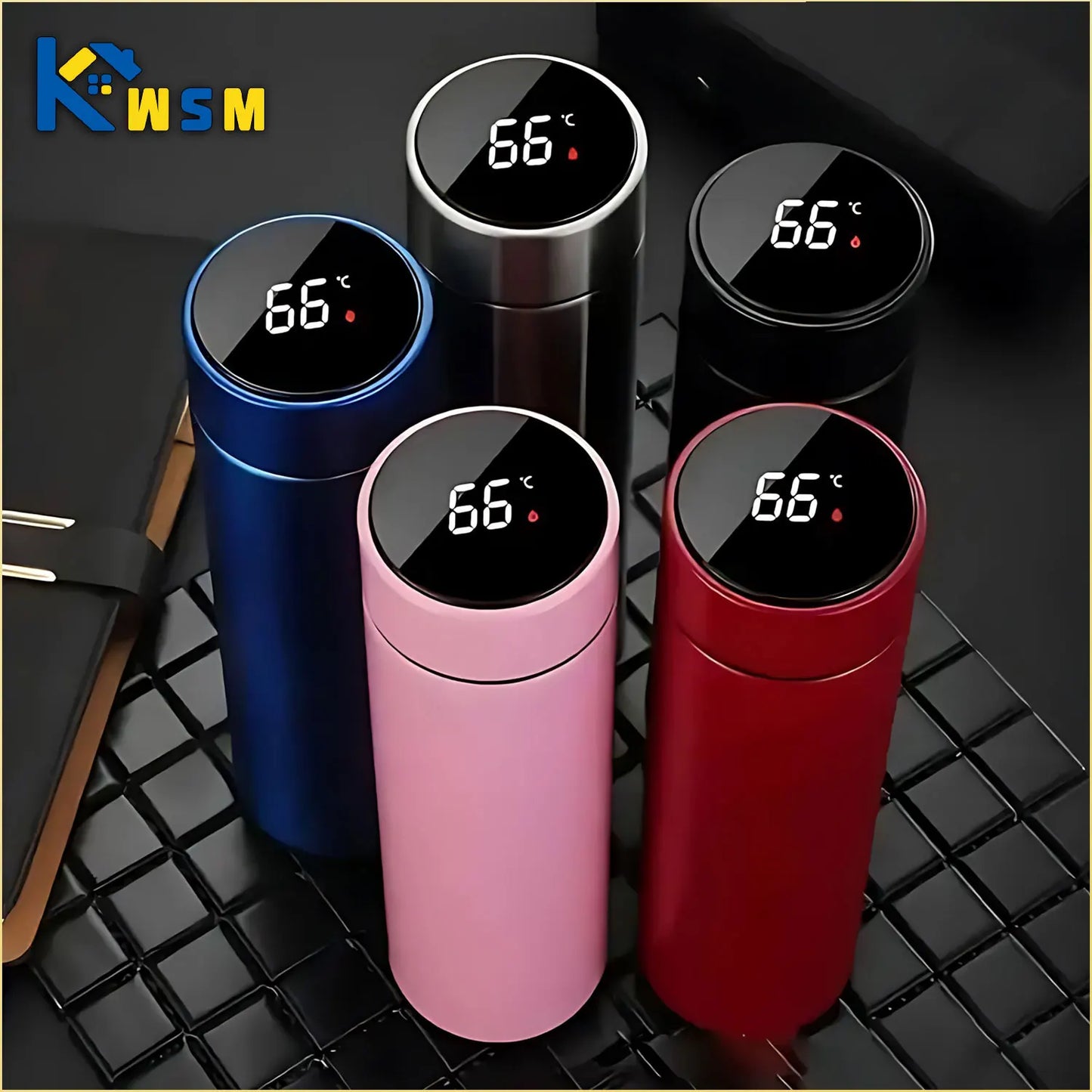 Taza Termo con pantalla de temperatura de 500ML, botella Termo dividida de acero inoxidable, taza aislada al vacío para…