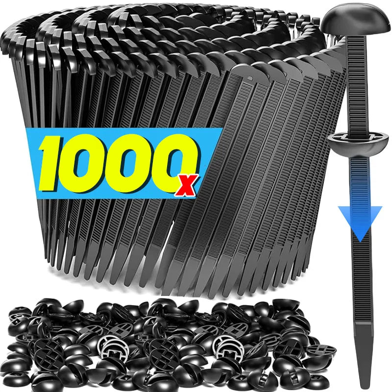 Juego de 1000-100 bridas universales de nailon autoblocantes, bridas de cremallera de alta resistencia con pasador y bo…
