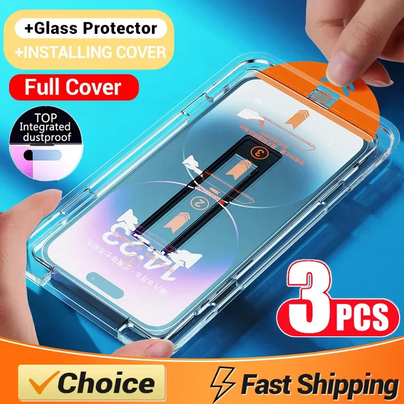 Protector de pantalla de fácil instalación sin polvo con revestimiento oleofóbico para iPhone 14 11 13 12 15 Pro Max Mi…