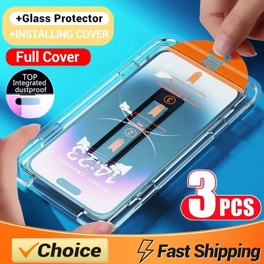 Protector de pantalla de fácil instalación sin polvo con revestimiento oleofóbico para iPhone 14 11 13 12 15 Pro Max Mi…