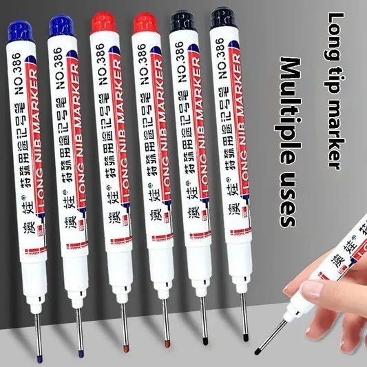 Rotuladores de cabeza larga impermeables, rotulador de Agujero profundo para carpintero de Metal, tinta roja/negra/azul…