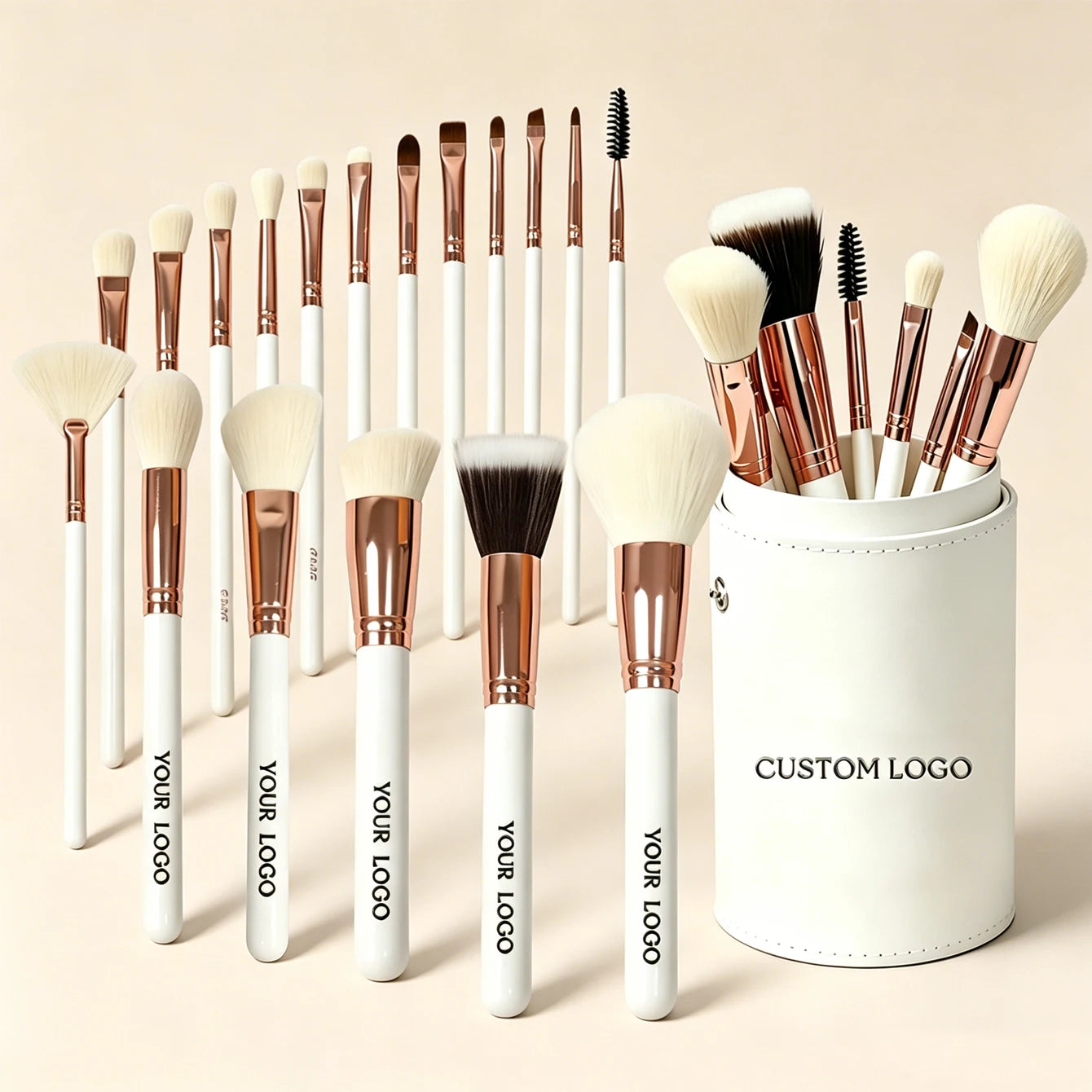 EMF High Quality Soft Vegan Wood Handle Rose Gold Fashion Custom Logo 18pcs Face & Concealer Foundation Powder Makeup Brush S
