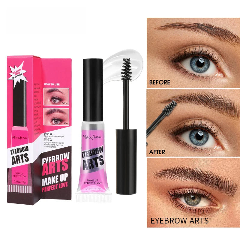 Gel de cejas de larga duración, resistente al agua, manguera de secado rápido, transparente, maquillaje de ojos