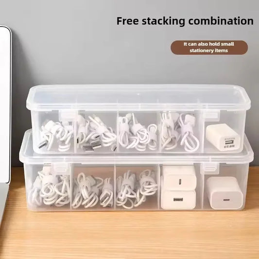 Caja organizadora de cables de datos transparente, organizador de tarjetas a prueba de polvo con tapa, caja de colecció…