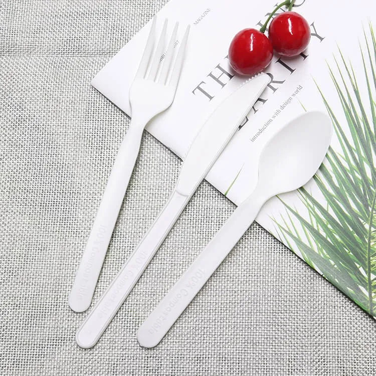 Econewleaf Customized Disposable CPLA Corn Starch Cutlery Set Wholesale Knife Pack for Aviation Hotels Parties Weddings Camping