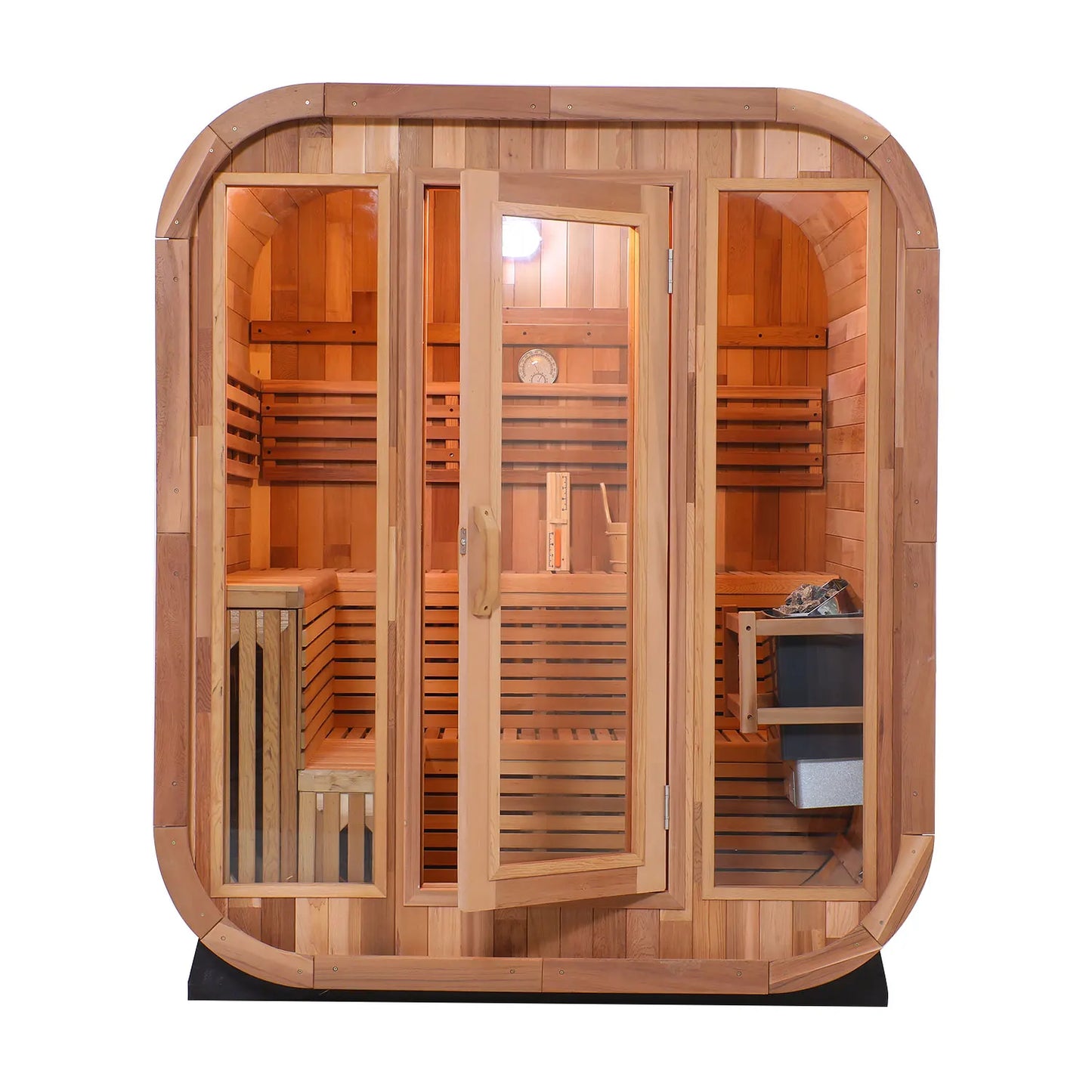 Dry Steam Sauna Room Cedar Barrel Sauna Outdoor Cabin 4 Person Wooden Sauna Room