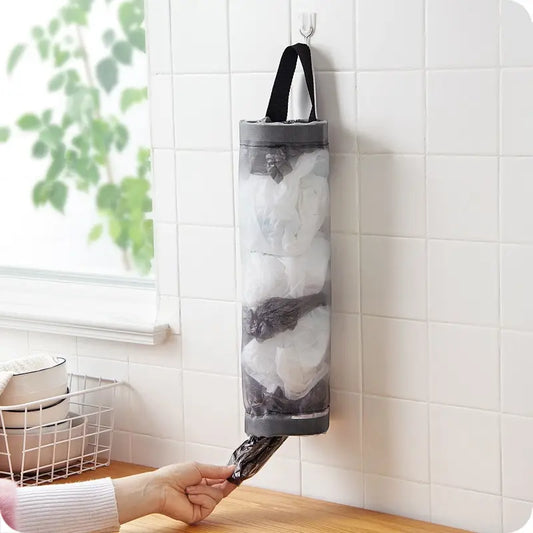 Bolsa de almacenamiento gris para artículos diversos, dispensador de bolsas de plástico de malla para montaje en pared,…