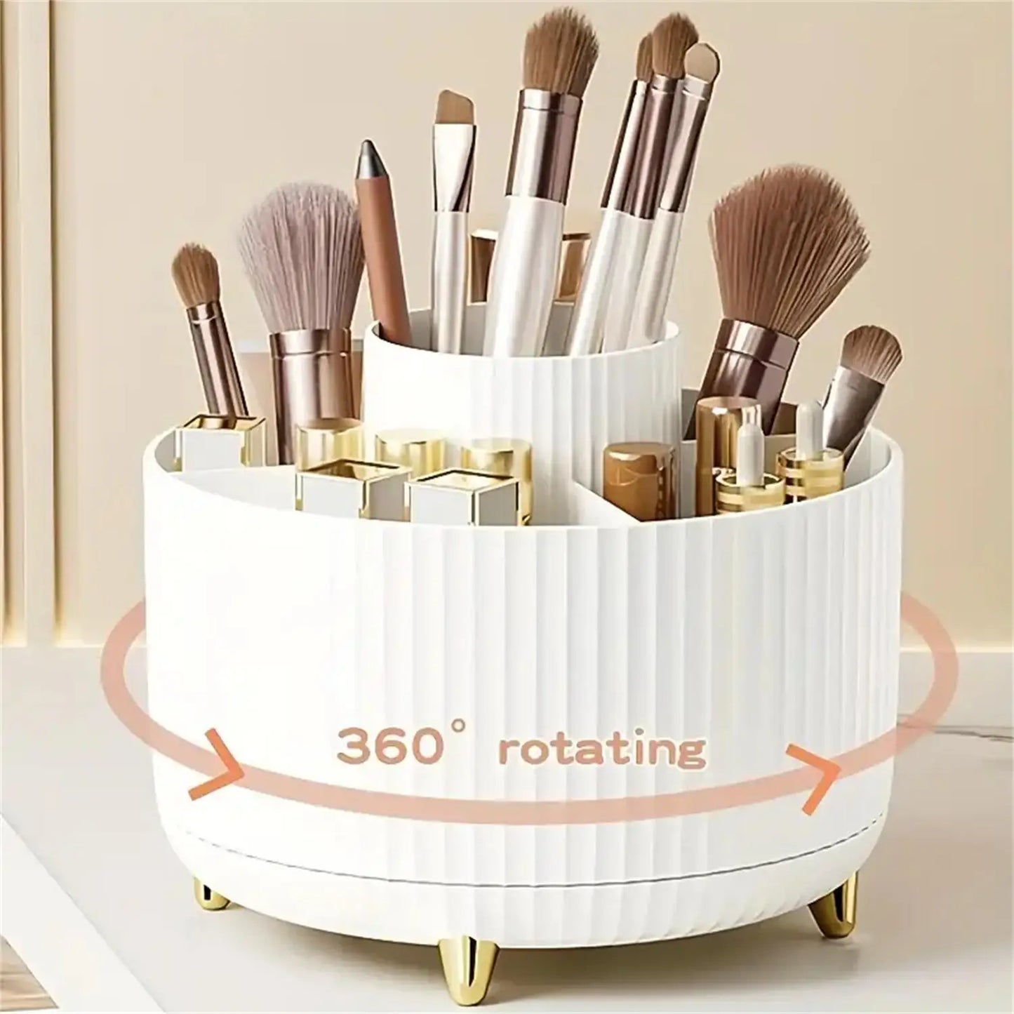 360 ° Organizador de maquillaje giratorio, almacenamiento de cosméticos de plástico de 1 pieza con 5 compartimentos, so…