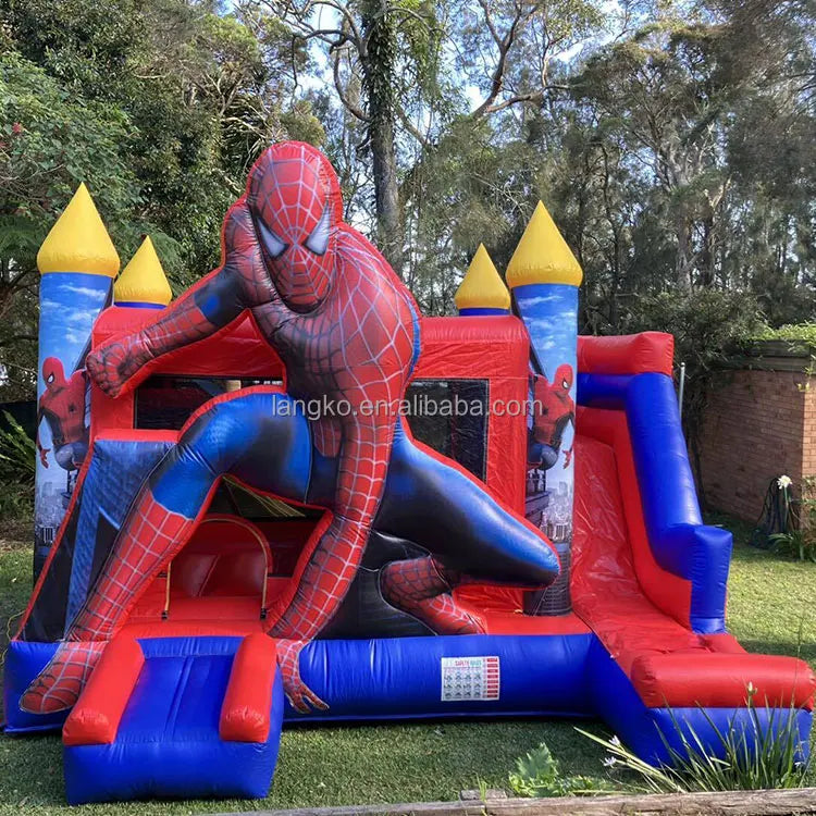 Commercial Bounce House With Slide Kids Bouncy Jumping Gaming Bounce Hero Spider Inflatable Bouncer Castle