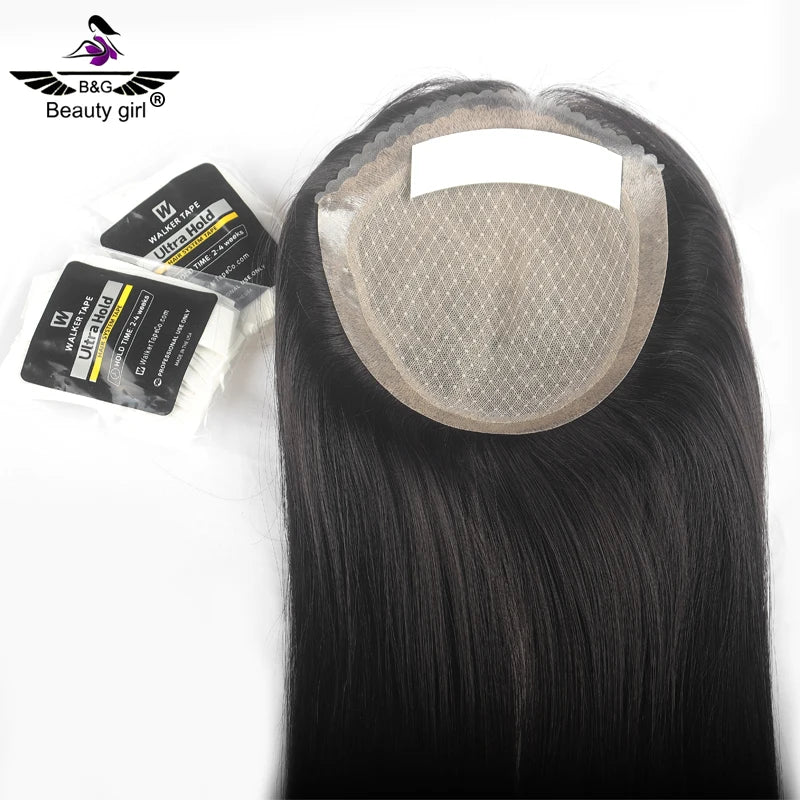 Alopecia Support Natural European Human Hair Skin Around With Clip in Hand Tied Silk Base Topper Silk Top Toupee for White Women