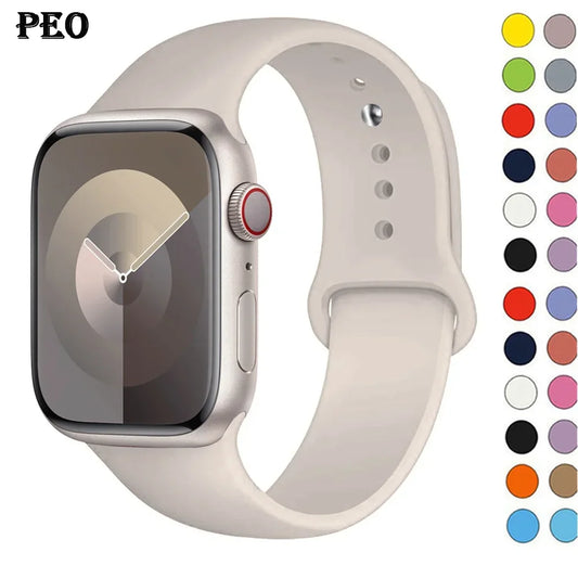 Correa de silicona para Apple Watch, pulsera deportiva de 44mm, 45mm, 40mm, 41mm, 42-46mm y 49mm, serie iwatch 11-10-9-…