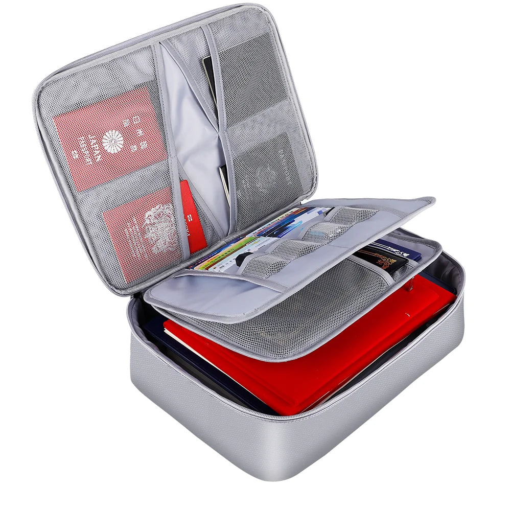 YIHUAXING Portable Multi-Layer Fireproof Document Organizer Bag File Storage for Important Passport & Certificate Lock Featur