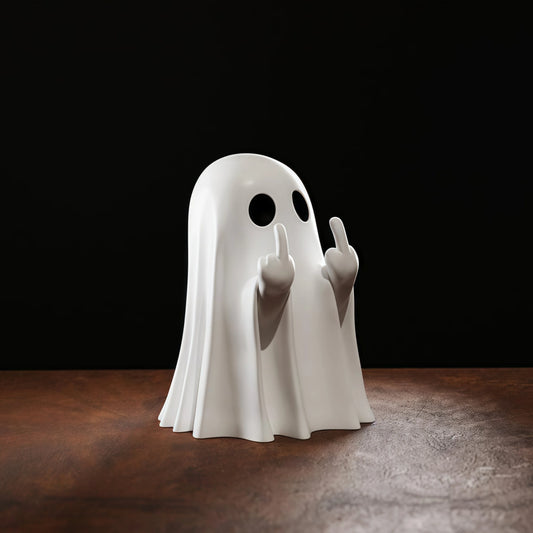 Linda estatua de fantasma de dedo medio, pequeña decoración de Halloween para el hogar, centro de mesa para mesa de cen…