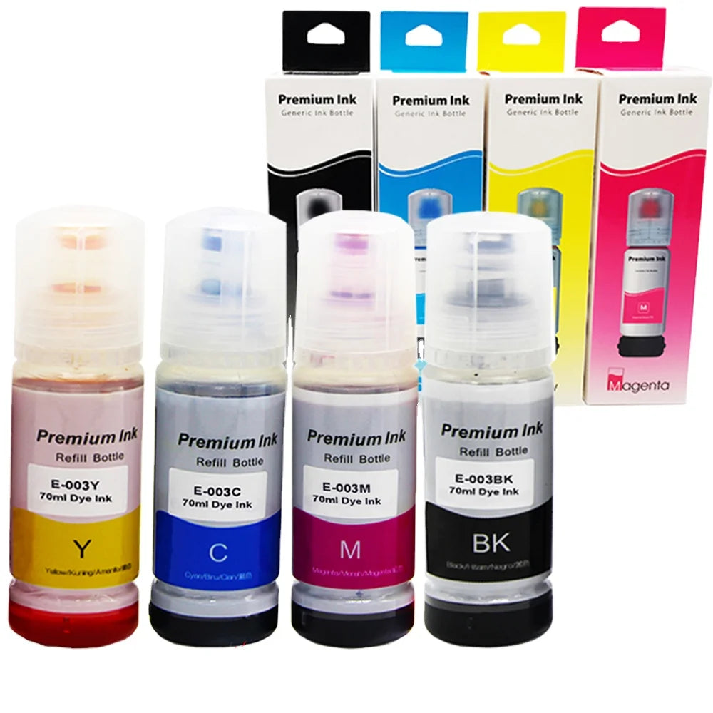 Tatrix 001 003 Refill Bottle Pigment Dye Ink Kits Compatible for Epson L4150 L4160 L6160 L6170 L6190 001 Inkjet Printer Ink
