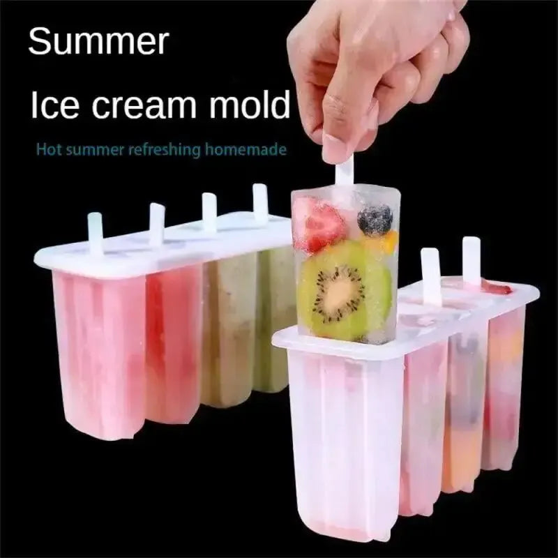 Molde de paletas antiguas de 4 eslabones con tapa, hecho en casa, paletas de frijol mungo, helado casero, moldes de hel…