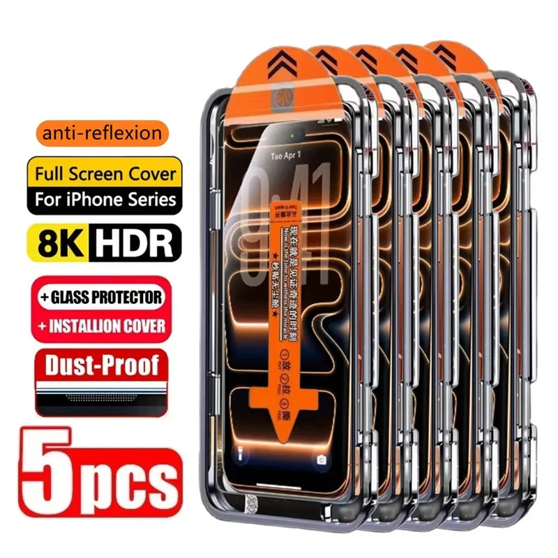 Protector de Pantalla HD de Fácil Instalación para iPhone 17 Pro Max, 18, 15, 16, 13, 11, 14, 16e, 12 Mini, XR, X, Xs,…