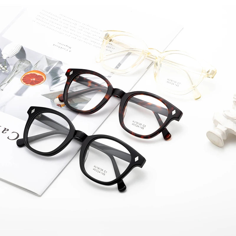 OEM Men's Anti-Blue Light Acetate Eyeglasses Frames with Custom Logo Diamond-shaped for Perfect Fit