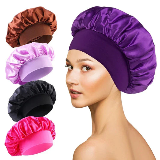Gorro forrado de satén de seda suave, gorro grande de satén para el pelo, gorro de ducha para dormir en el hogar, cubie…