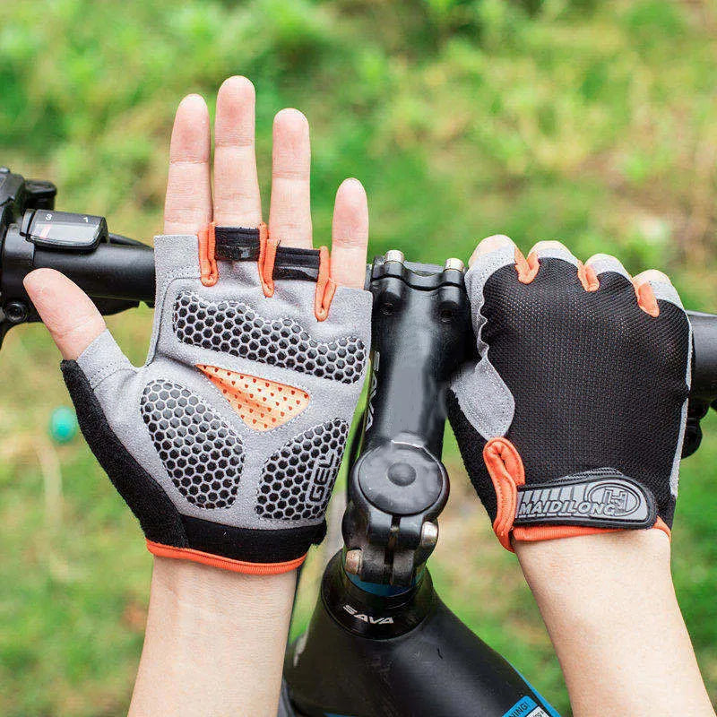 Guantes de ciclismo para hombre, guantes de gimnasio de medio dedo, manopla para mujer, guantes antideslizantes transpi…