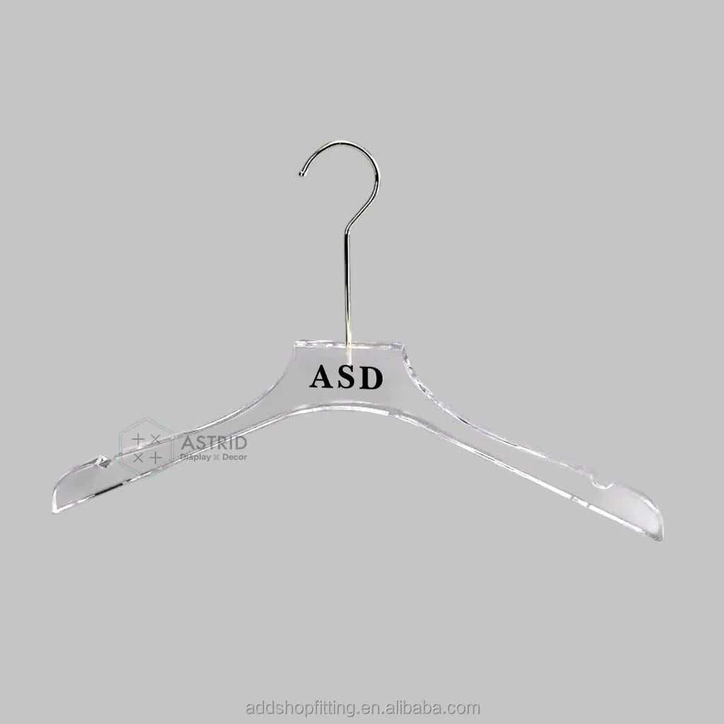 Custom Logo 38 cm 1T Clear Crystal Hook Acrylic Plastic Heavy Duty Anti-Slip Durable Modern Bathroom Wardrobe Hanging Clothes