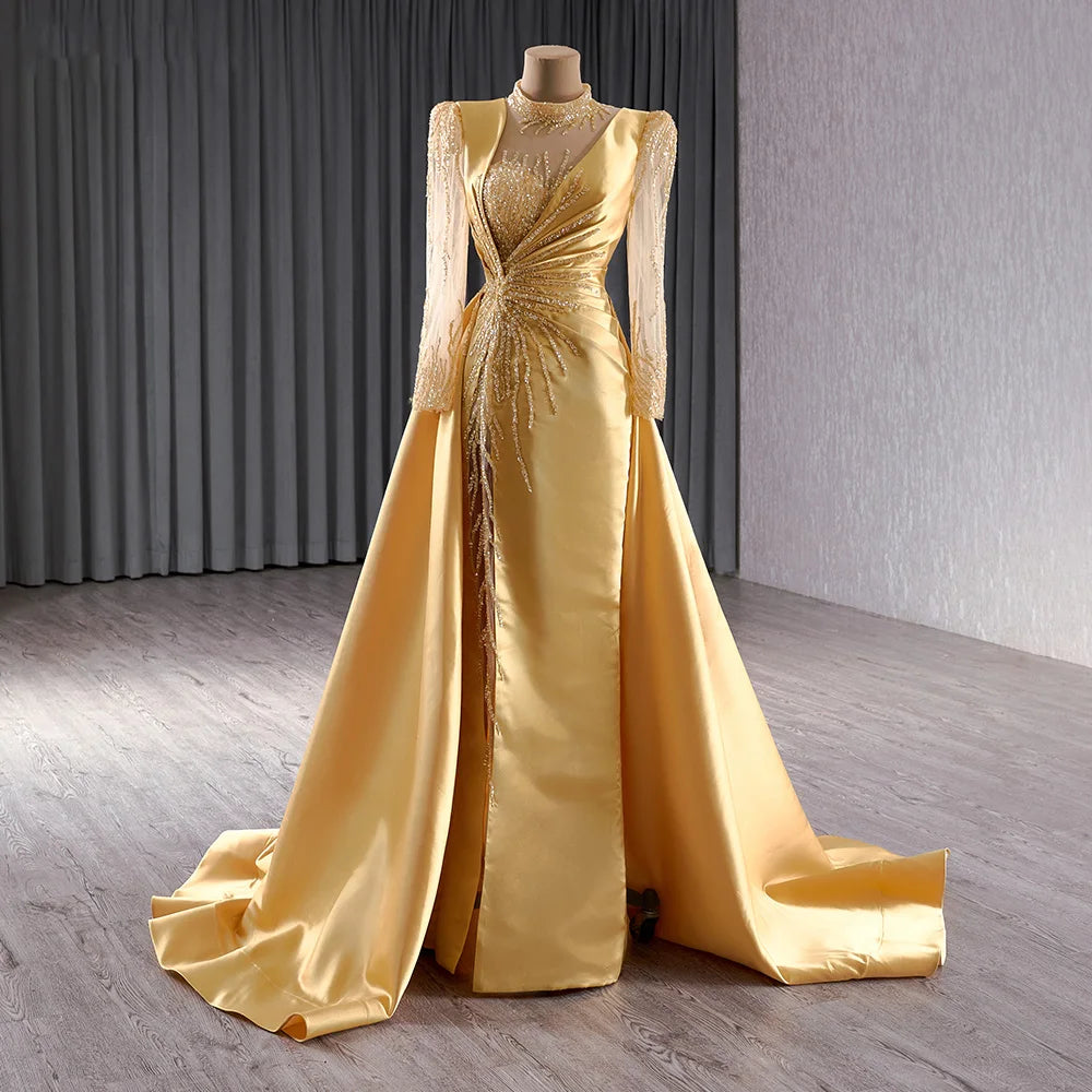 Jancember 241104 Backless High Neck Satin Sequins Mermaid Evening Party Gowns