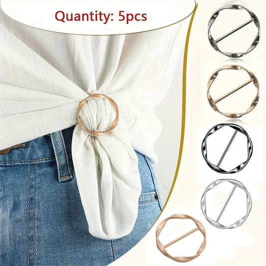 5 uds moda Metal círculo redondo Clip hebilla chal camiseta corbata Clip broche cintura hebilla versátil ropa anillo en…
